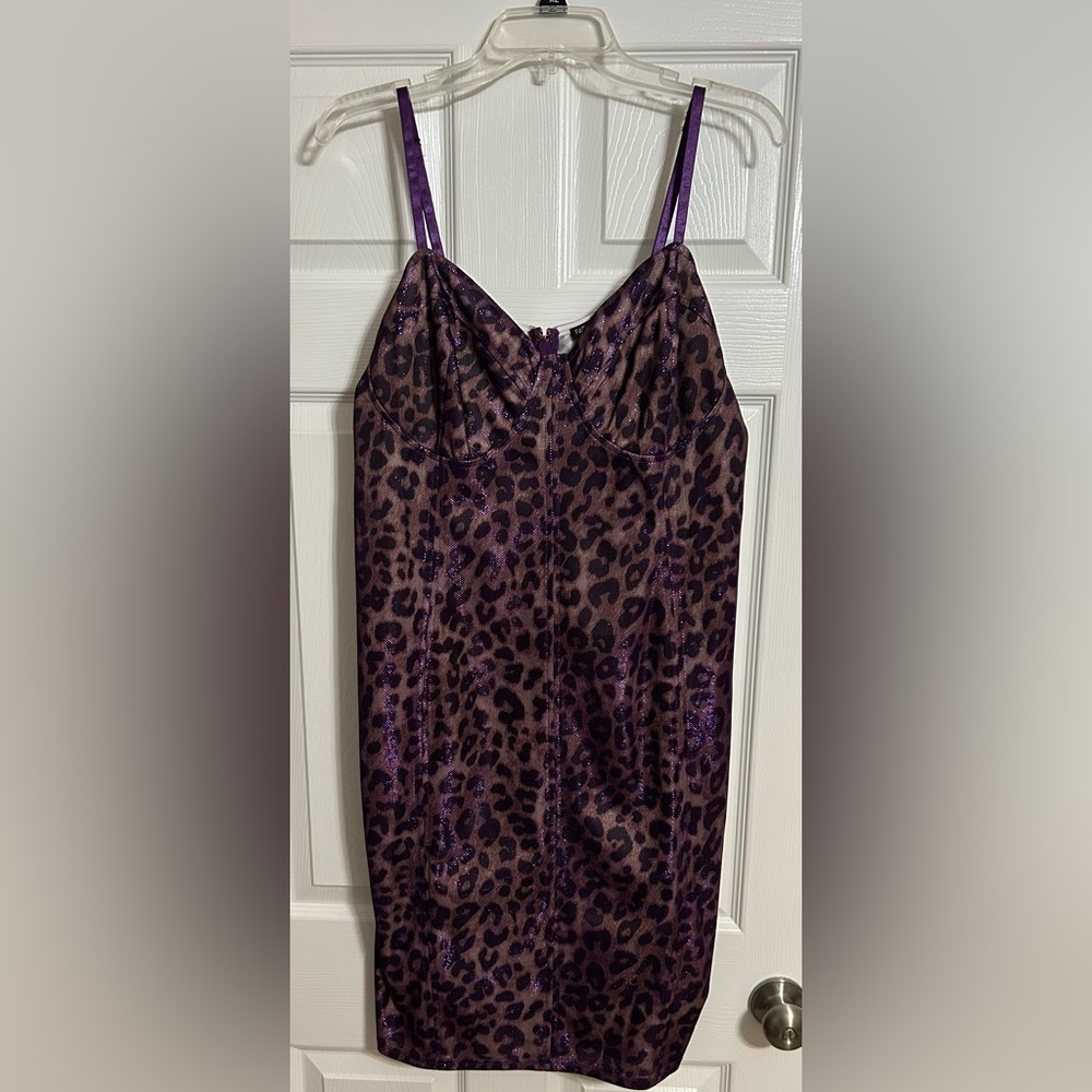 Fashion Nova Spaghetti Strap Leopard Print Dress